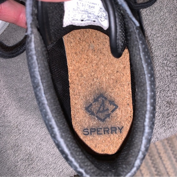 Sperry Shoes Womens 8.5 Soletide Mid Seacycled Sneakers Black Leather STS87846 - Picture 6 of 7